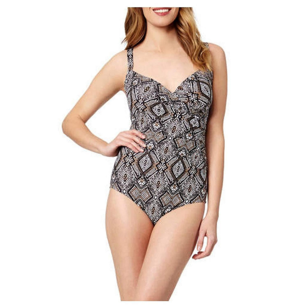 CATALINA Women's Swimsuit 1-Piece Snake Print Adjustable Straps Ruched SIZE S